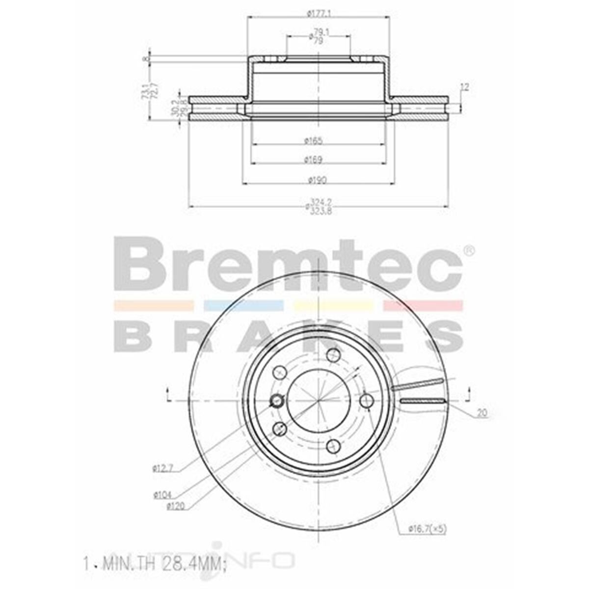 Bremtec Euro-Line Brake Rotor - Single, BDR17950EL | Supercheap Auto