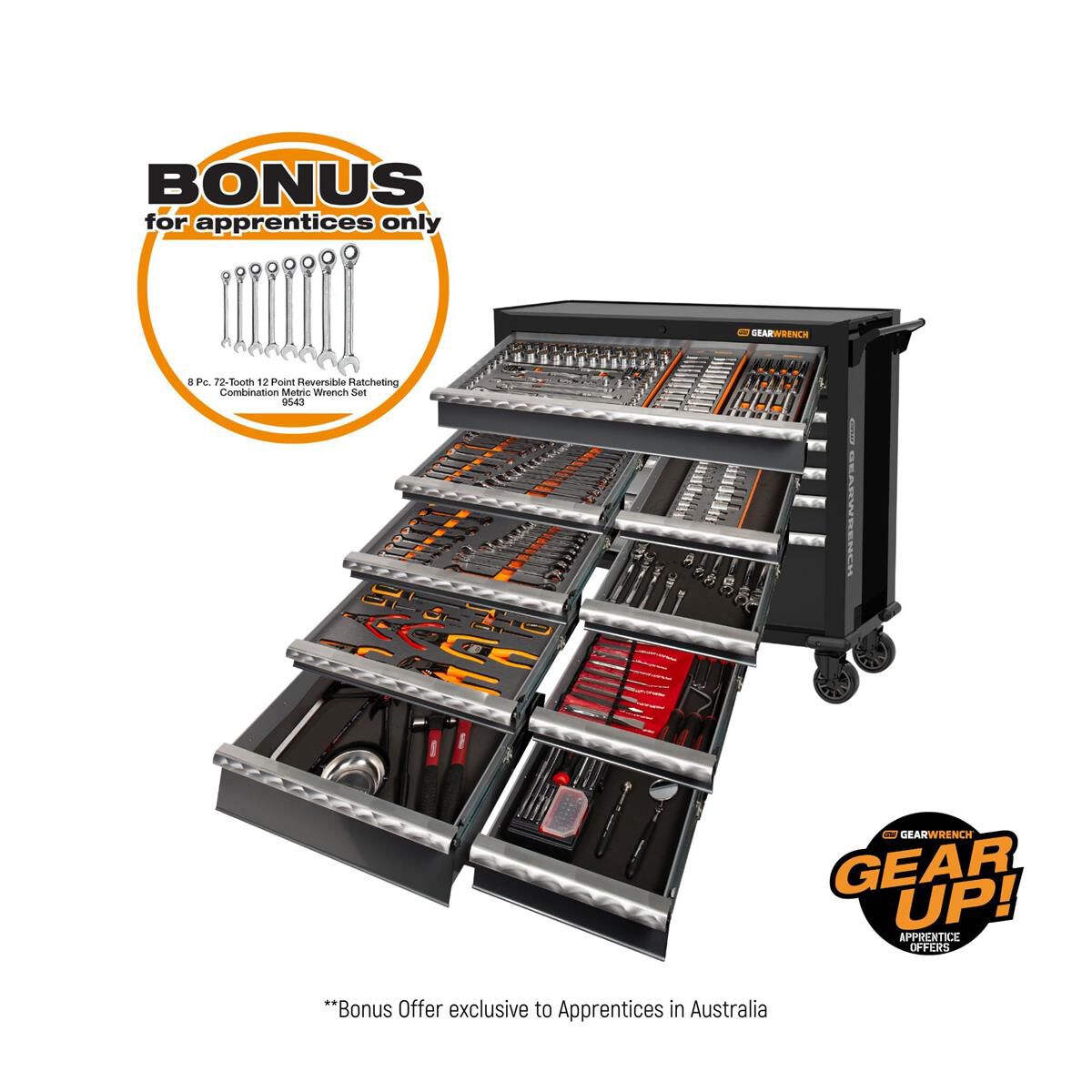 312PC COMB TOOL KIT + 43" TOOL TROLLEY, , scaau_hi-res