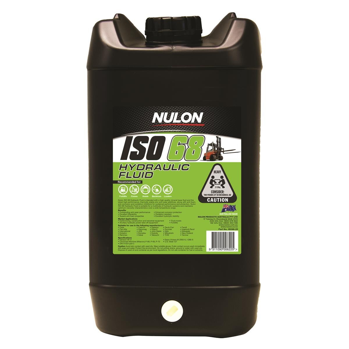 20L NULON ISO 68 HYDRAULIC FLUID, , scaau_hi-res