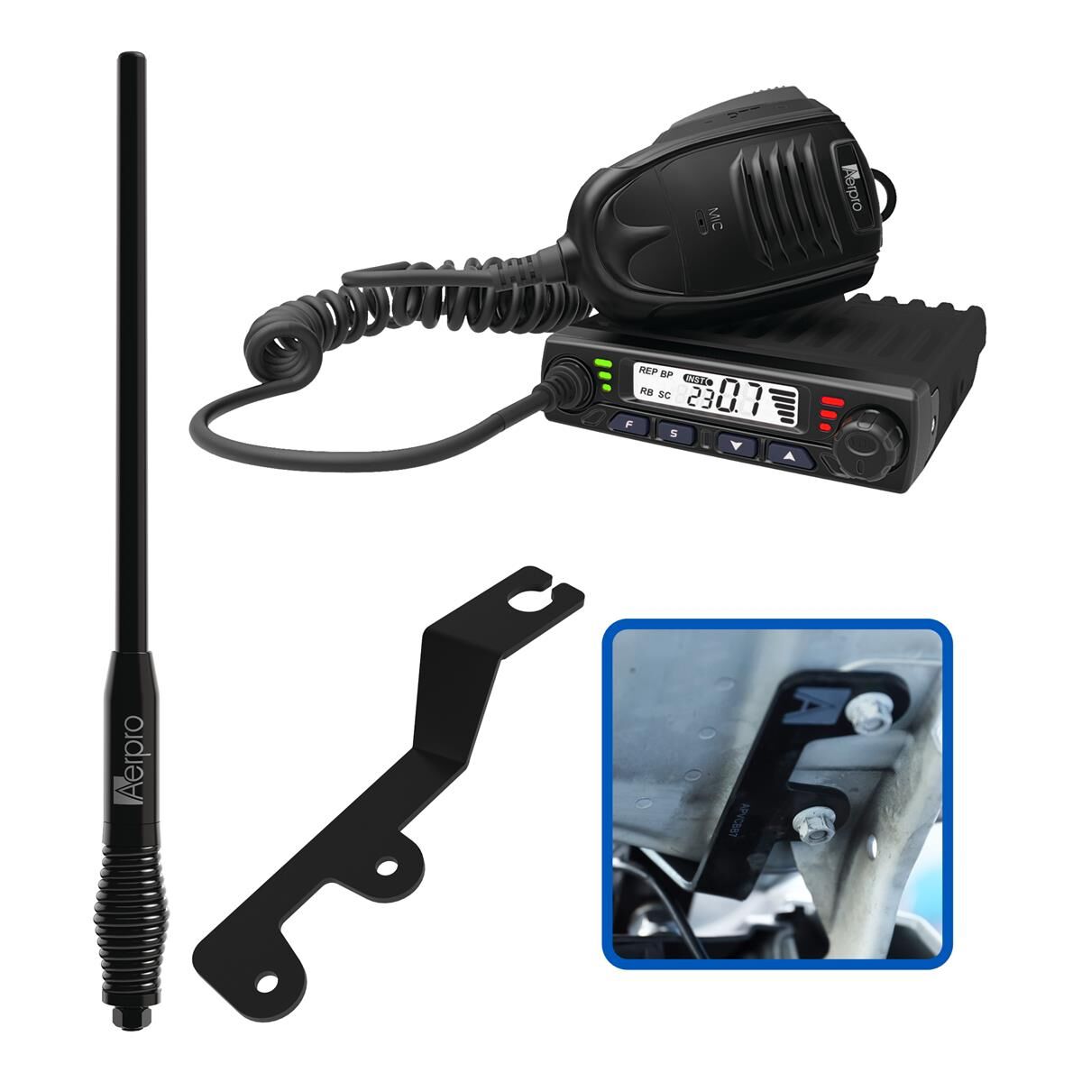 COMPACT 5W UHF CB KIT TO SUIT MITSUBISHI TRITON 2019-2023, , scaau_hi-res