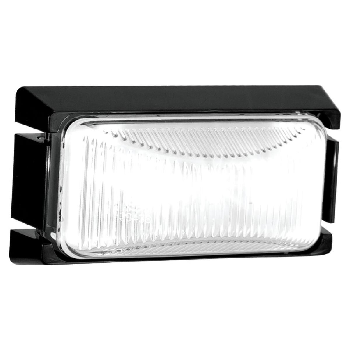 LED FRONT END OUTLINE MARKER LAMP WHITE 12/24V, BLACK BASE 74 x 38 x 26mm, , scaau_hi-res