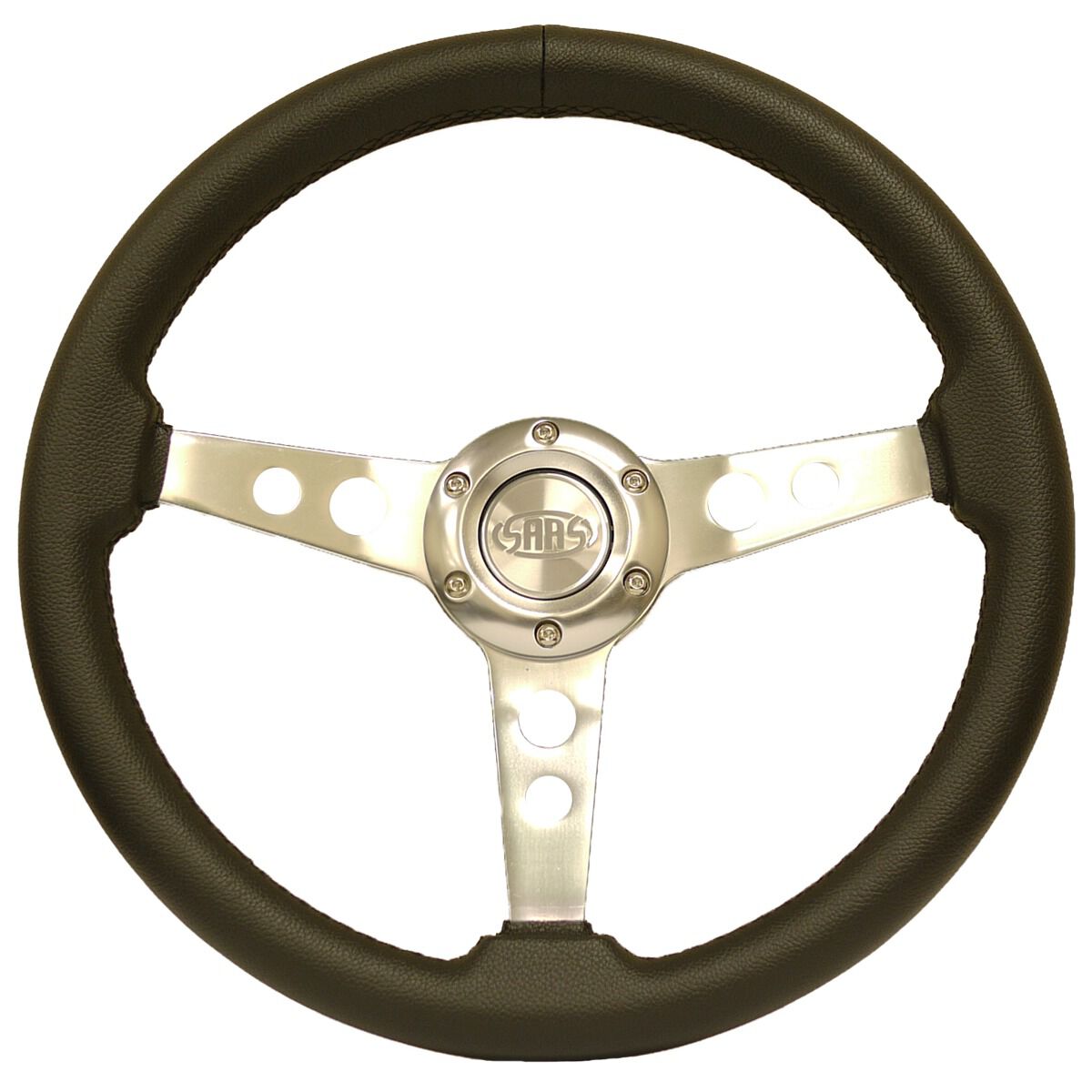 SAAS RETRO LEATHER POLISHED SPOKES STEERING WHEEL, , scaau_hi-res