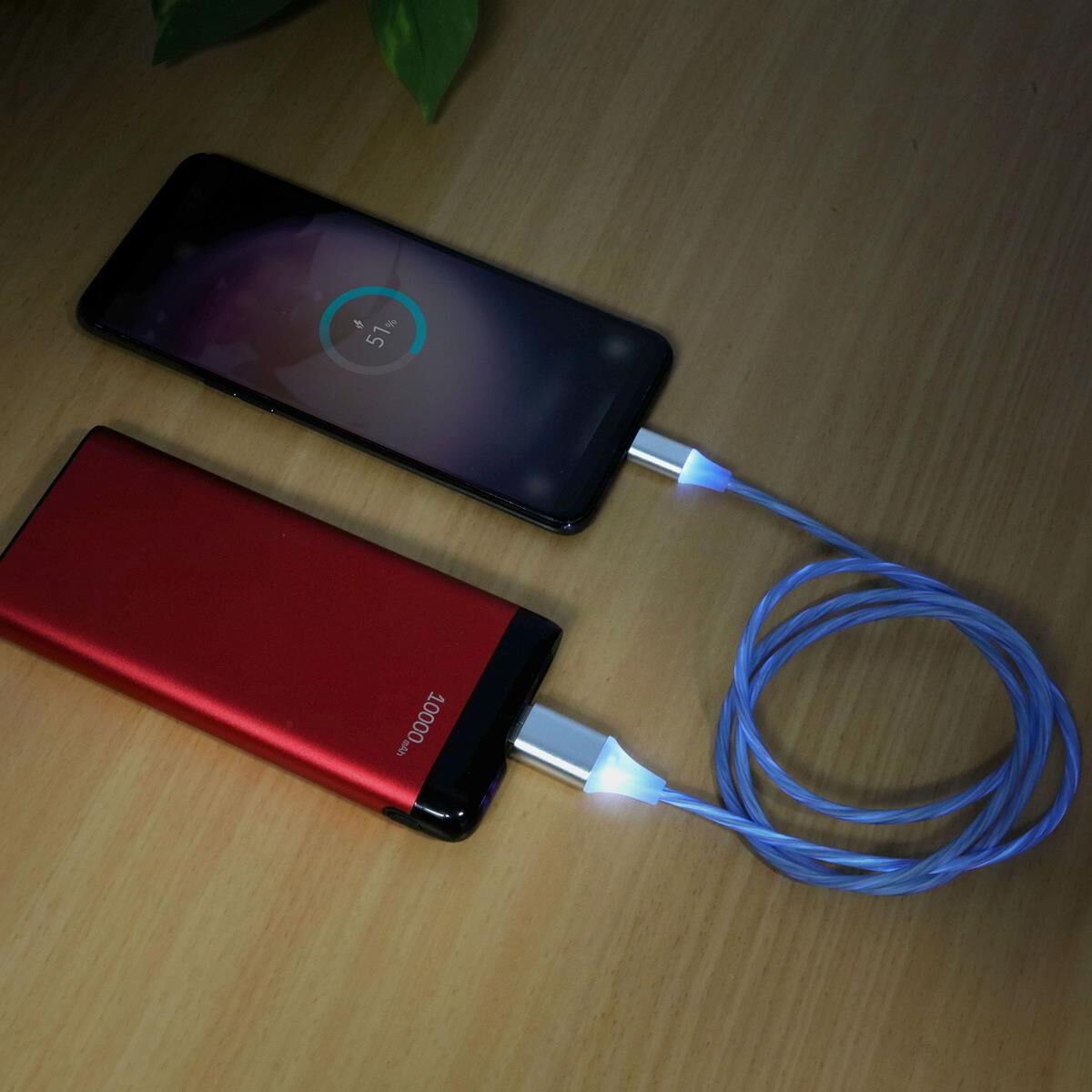 LASER USB TO TYPE-C LED CHARGE CABLE &ndash; 1M, BLUE, FAST CHARGE, DURABLE DESIGN, , scaau_hi-res