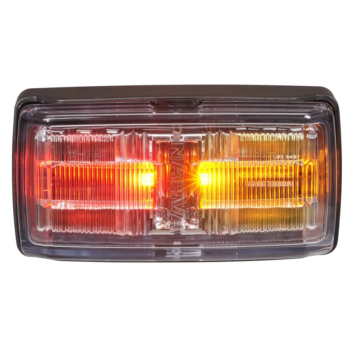 NARVA 9-33V LED SIDE MARKER OR SIDE DIRECTIONAL INDICATOR (RED/AMBER/AMBER) WITH BLACK BASE, CLEAR LENS & 0.5M CABLE, , scaau_hi-res