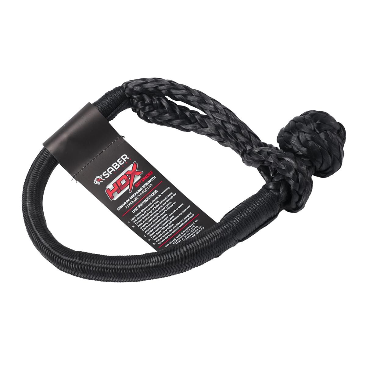 SABERPRO 7,000KG HDX SOFT SHACKLE WITH TECHNORA BINDING, , scaau_hi-res