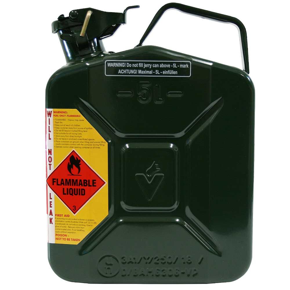 METAL JERRY CAN 5L 2 STROKE 25 1 BOTTLE GREEN CARTON QTY 2, , scaau_hi-res