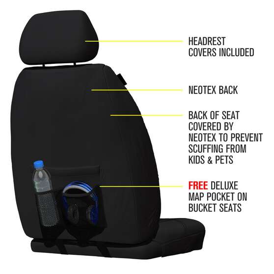 GETAWAY NEOPRENE READY MADE SEAT COVERS - FRONT WITH BLACK/SILVER STITCH, SUITS FORD RANGER, EVEREST, , scaau_hi-res