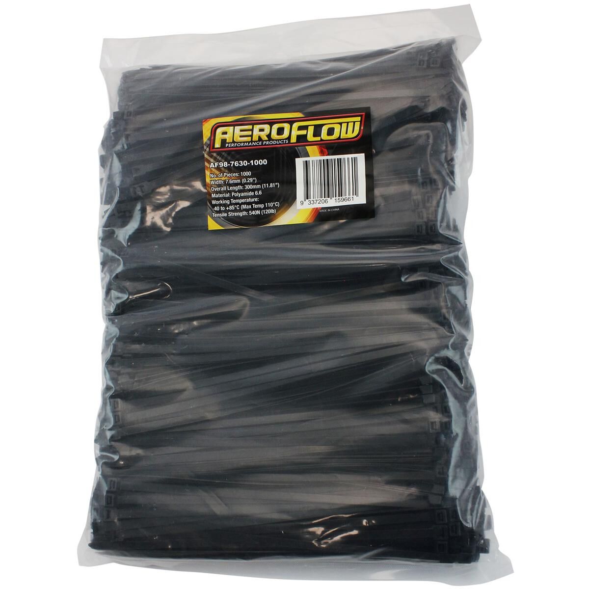 CABLE TIES 7.6MM X 300MM 1000 PACK BLACK ZIP TIE PA66, , scaau_hi-res