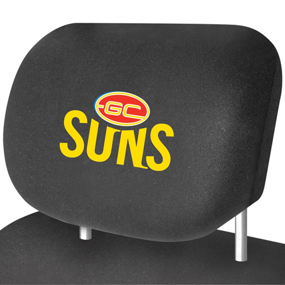 AFL CAR HEAD REST COVER - PAIR GOLD COAST SUNS, , scaau_hi-res