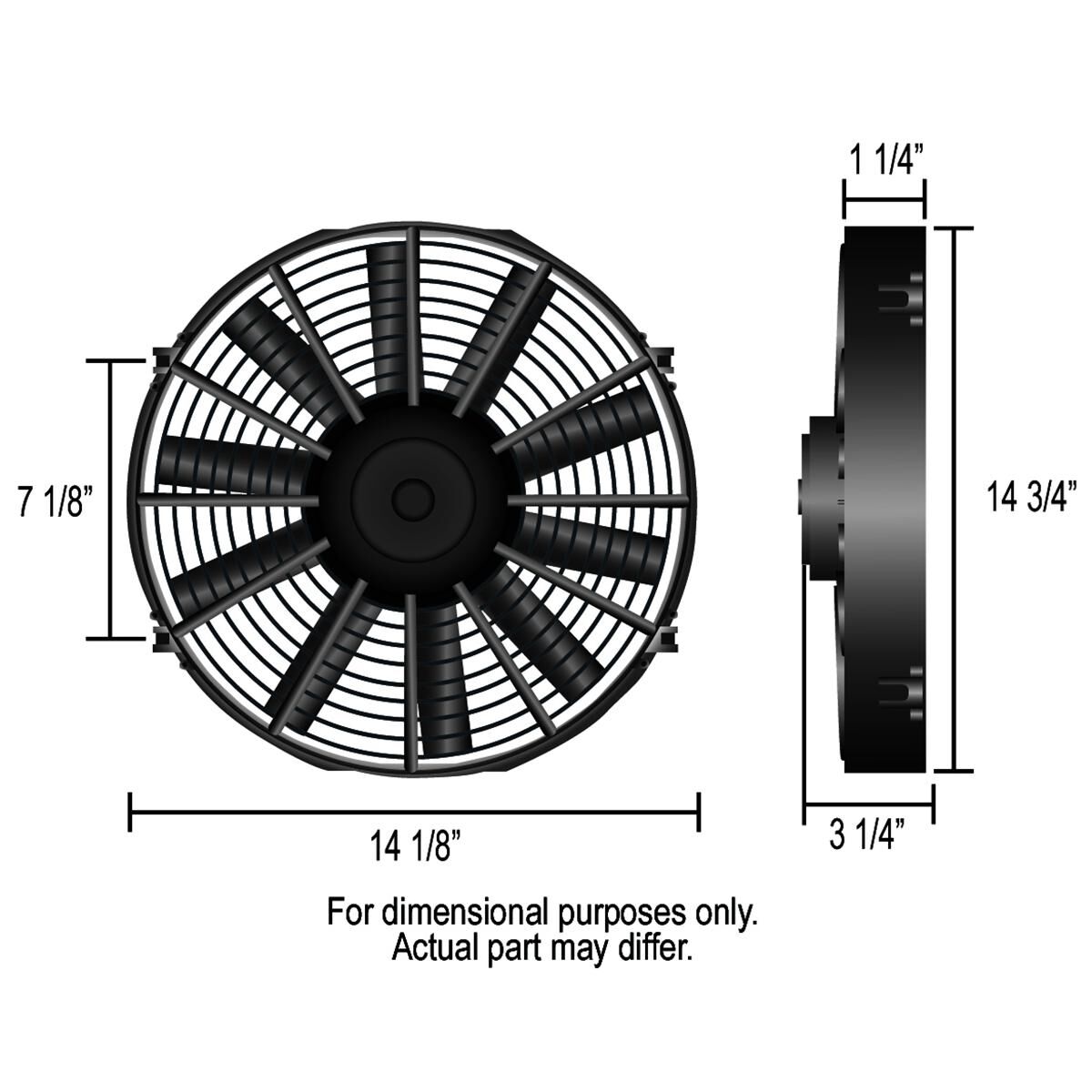 Dyno-Cool Straight Blade Elect. Fan/Thrmostat Kit 14 Inch, , scaau_hi-res
