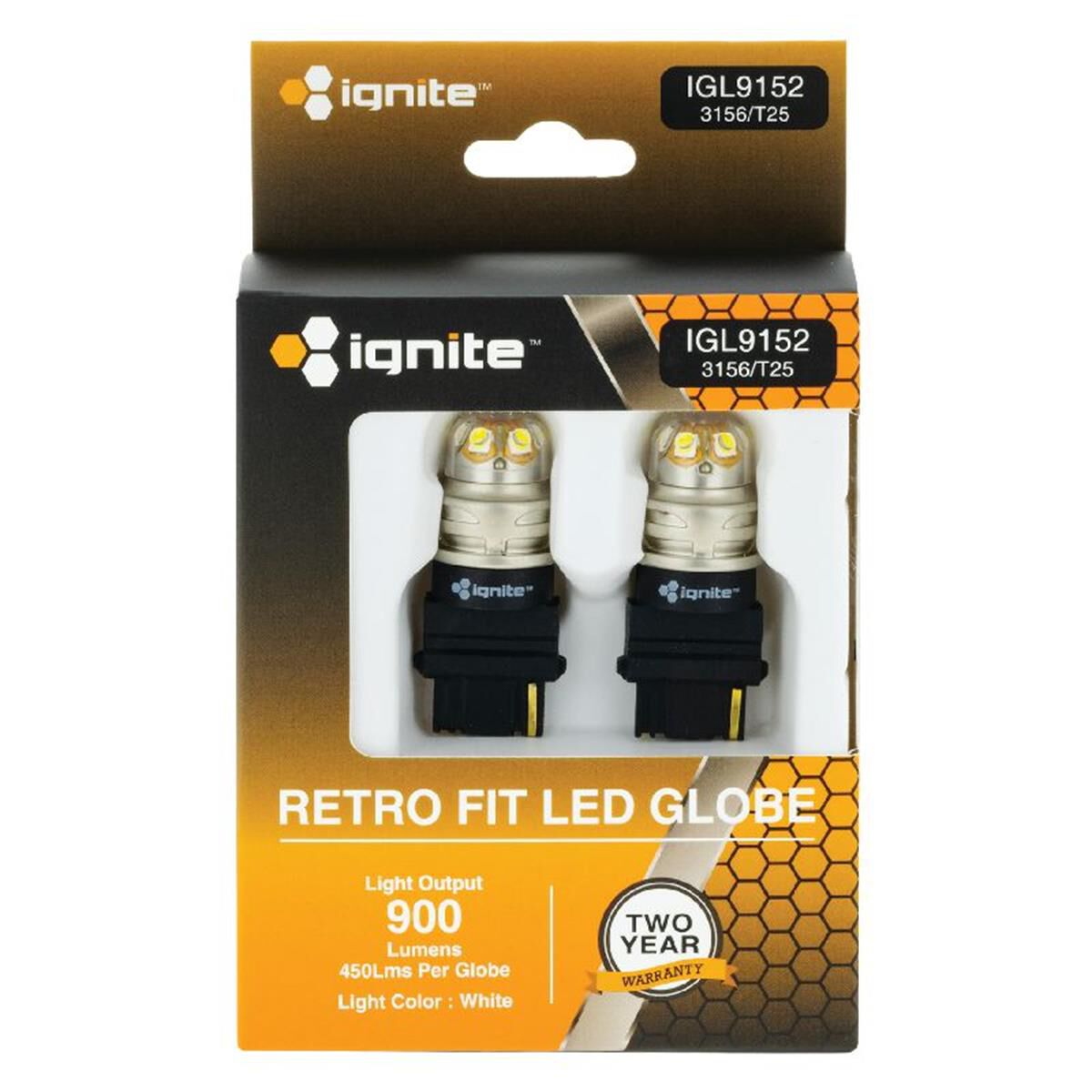 PKT 2 LED SIGNALLING GLOBE12/24v 3156 BASE WHITE900 LUMENS, , scaau_hi-res