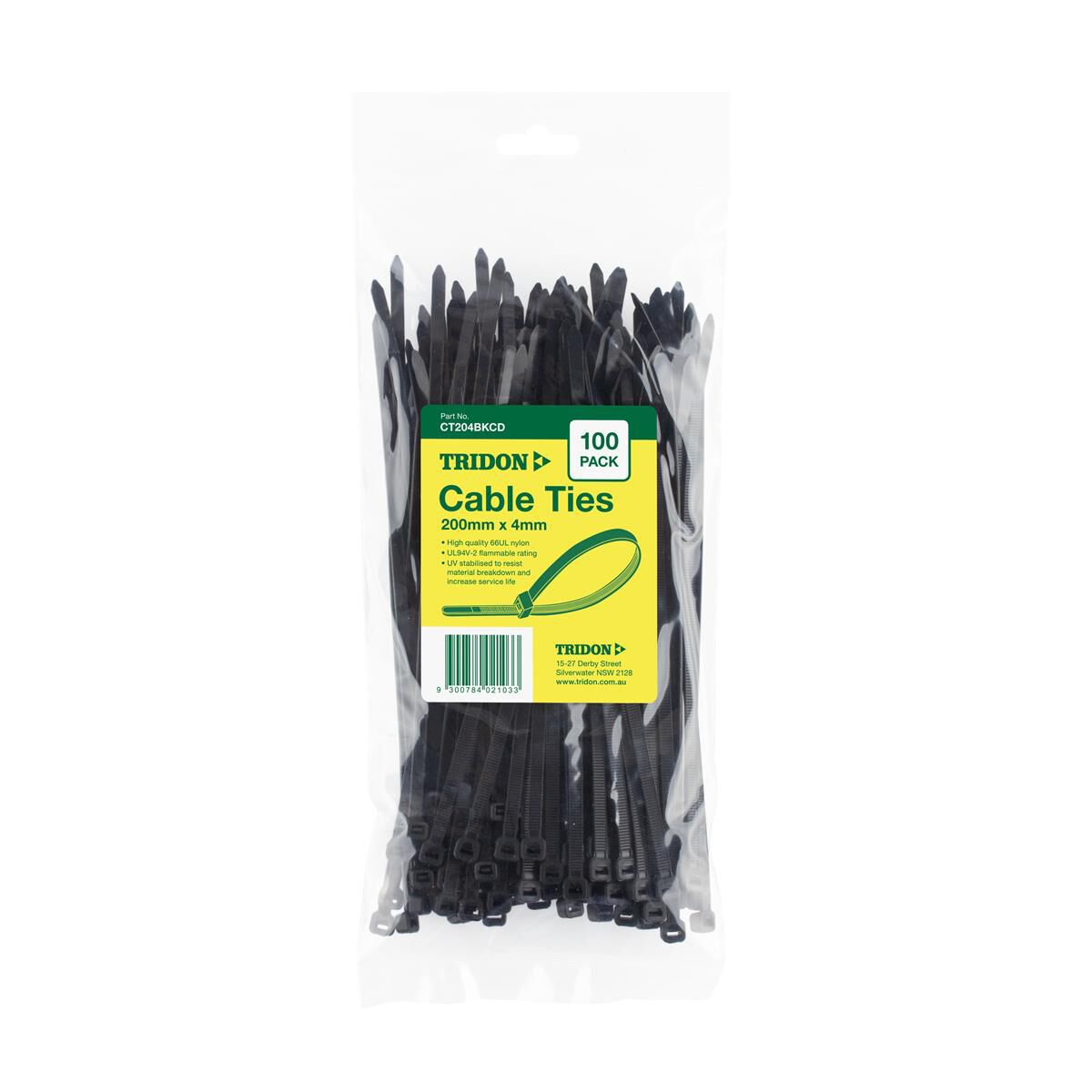 TRIDON CABLE TIE BLACK 200X4MM PK100, , scaau_hi-res