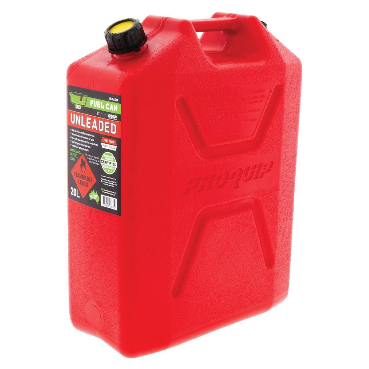 FAST FLOW PLASTIC FUEL CAN 20LT UNLEADED RED, , scaau_hi-res