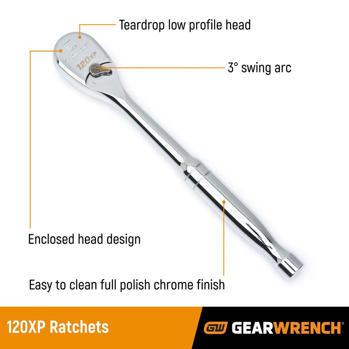 SOCKET HANDLE 1/4" & 3/8" DRIVE RATCHET TEARDROP 120XP EXTRA LONG FULL POLISH 2PC, , scaau_hi-res