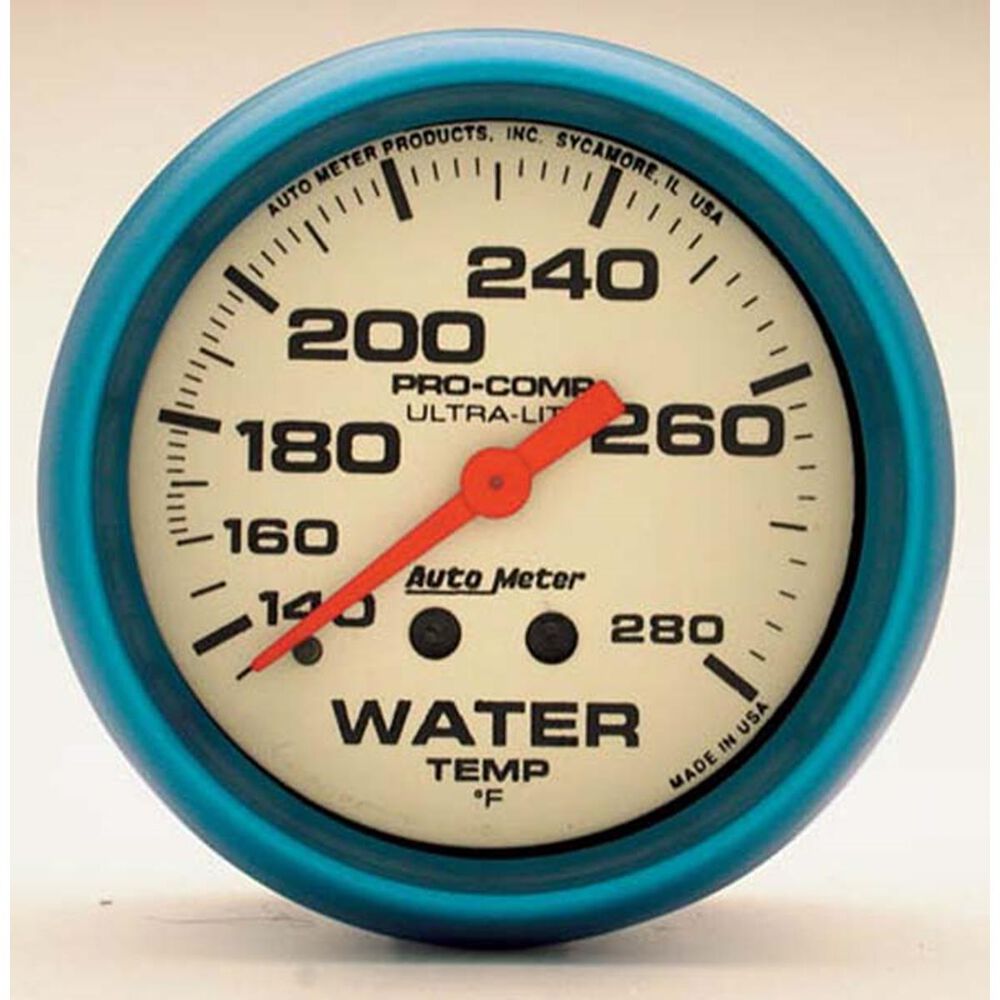 Autometer Water Temperature Gauge 140 280 F, 3 Feet, 2 5/8 Inch