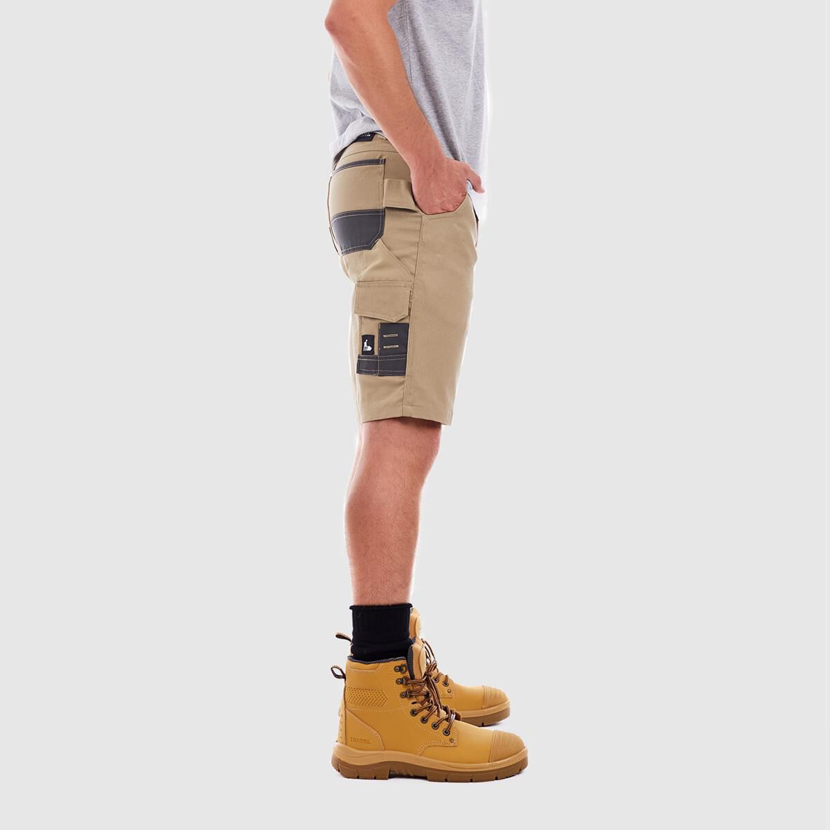 TRADIE FLEX CONTRAST CARGO SHORT KHAKI 82, , scaau_hi-res