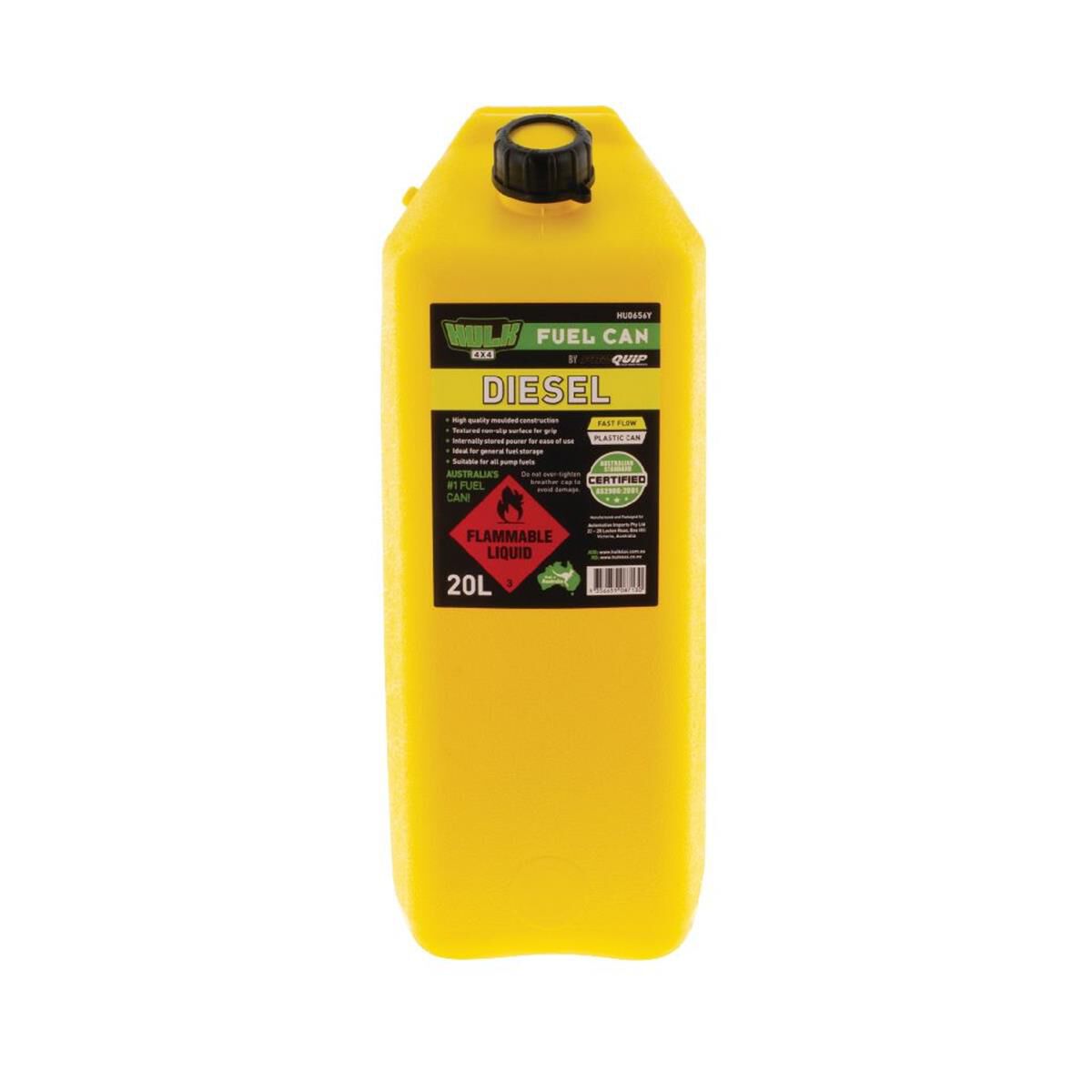 FAST FLOW PLASTIC FUEL CAN 20LT DIESEL YELLOW, , scaau_hi-res