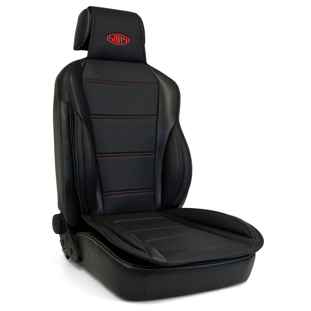 SAAS Seat Sports Cushion Pu Leather Look Black with SAAS Logo