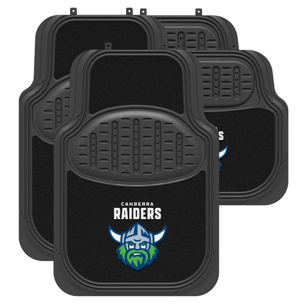 NRL FLOOR MATS - CANBERRA RAIDERS - COMBO RUBBER/CARPET, BLACK, SET OF 4 - CMNRL-RAI23, , scaau_hi-res