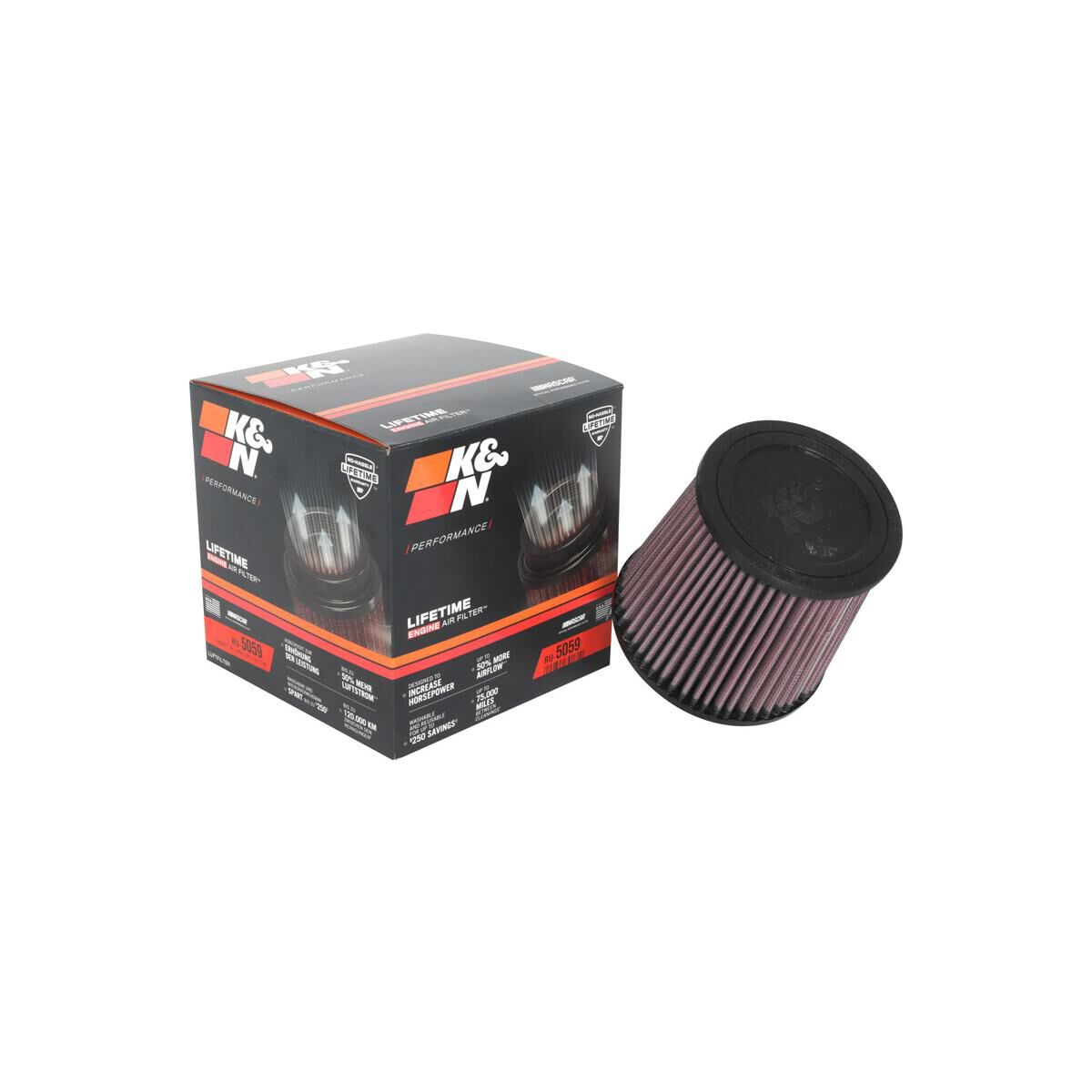 RU-3600 K&N UNIVERSAL CLAMP-ON AIR FILTER, , scaau_hi-res