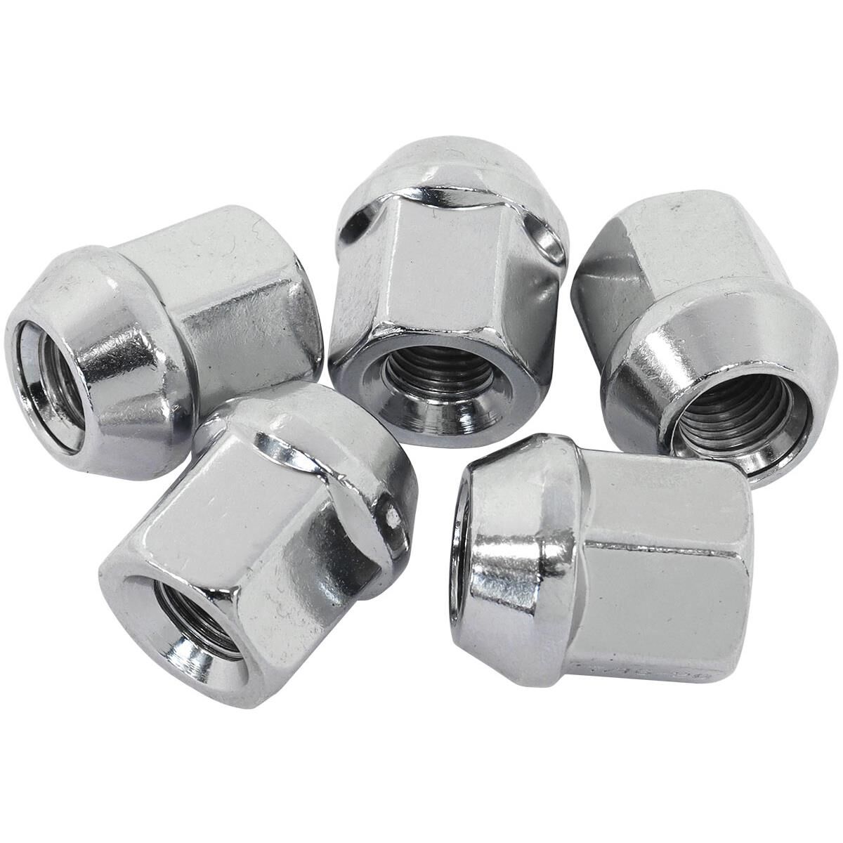 ACORN SHORT OPEN NUTS M12X1.25CHROME M12 X 1.25MM WHEEL (5), , scaau_hi-res