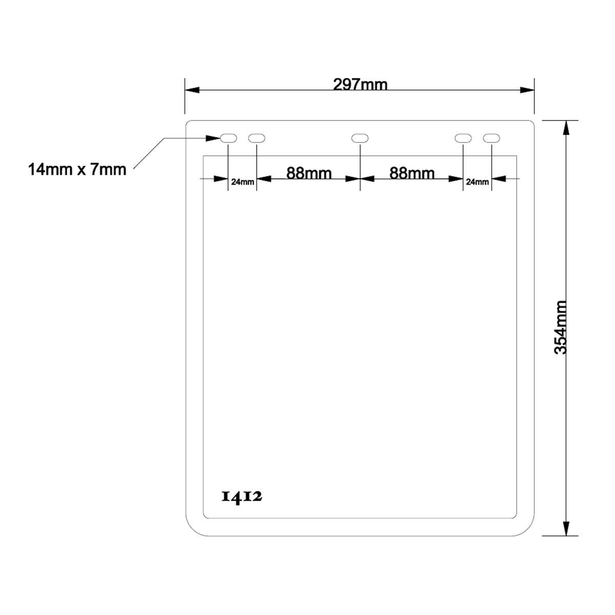 354MM DROP X 300MM WIDTH BLACK MONO MUDFLAP  - PARRAMATTA, , scaau_hi-res