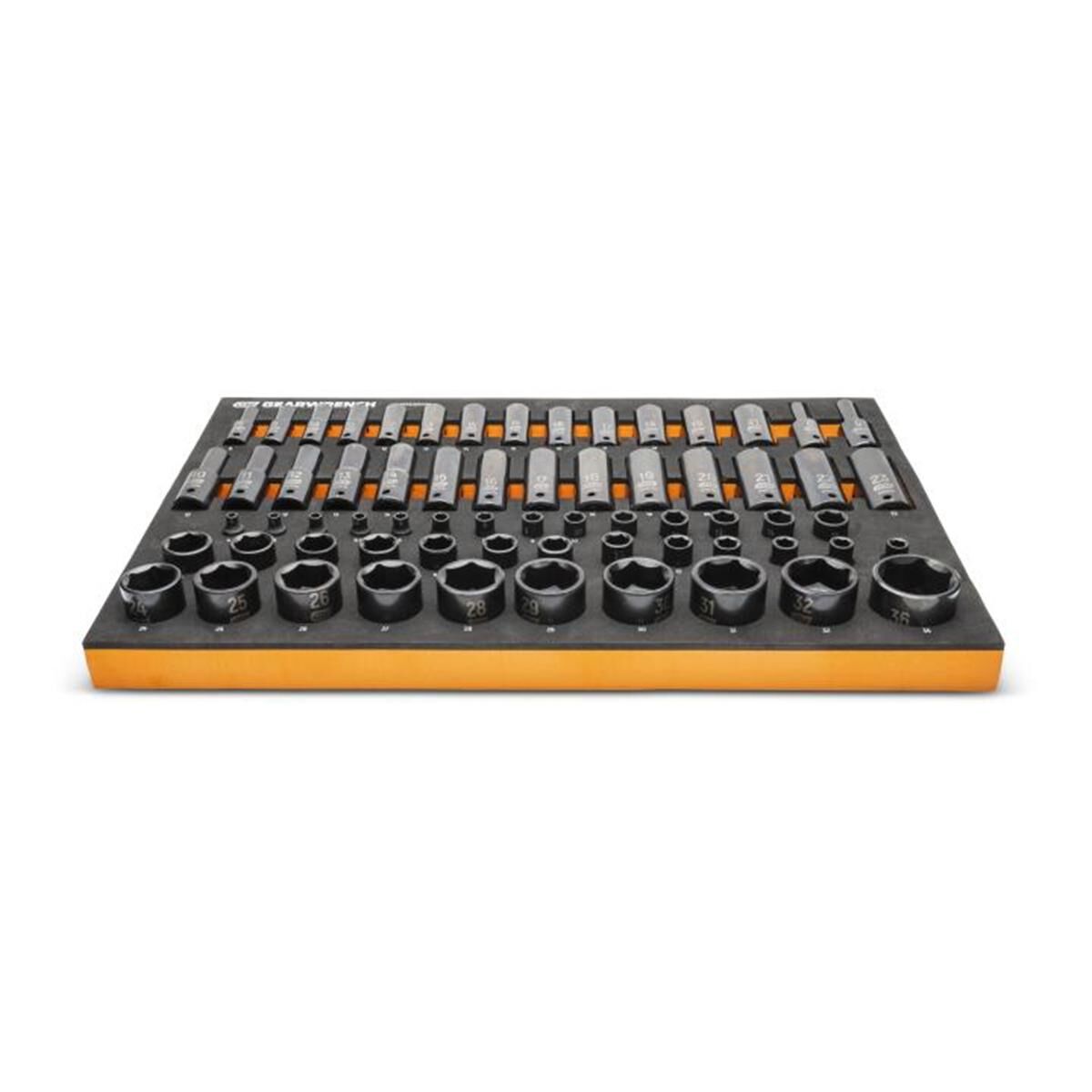 66 PIECE 1/4&rdquo;, 3/8&rdquo;, 1/2&rdquo; DRIVE 6 POINT METRIC IMPACT SOCKET SET IN FOAM STORAGE TRAY, , scaau_hi-res