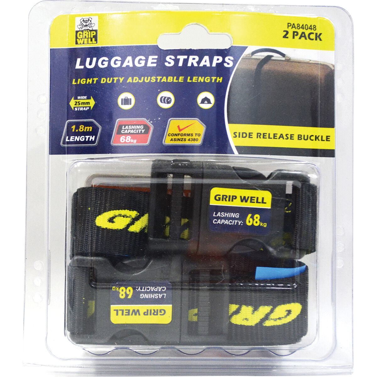 Gripwell Luggage Strap - 1.8m, 68kg, 2 Pack, , scaau_hi-res