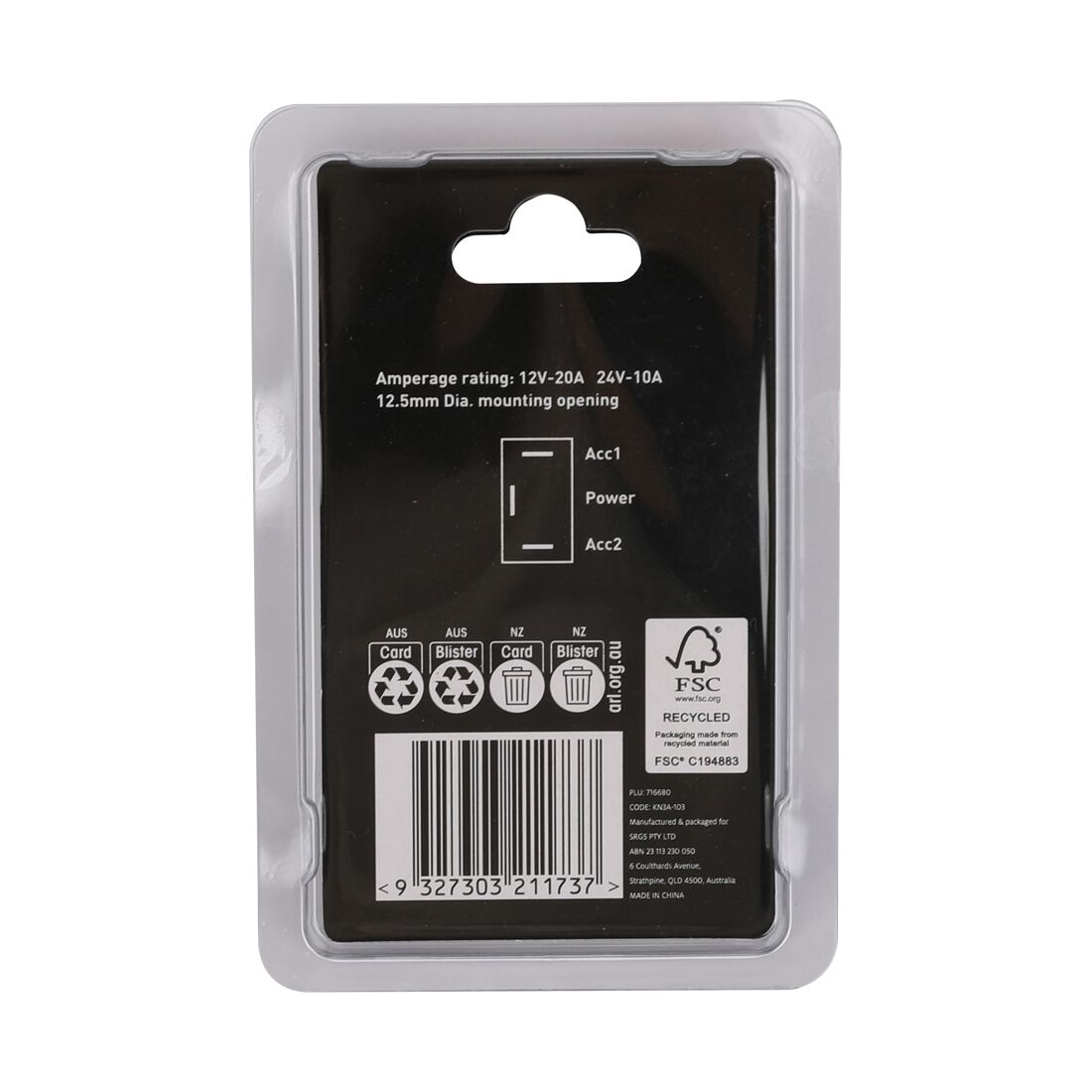 SCA Toggle Switch - 12/24V, On/Off/On, Metal, , scaau_hi-res