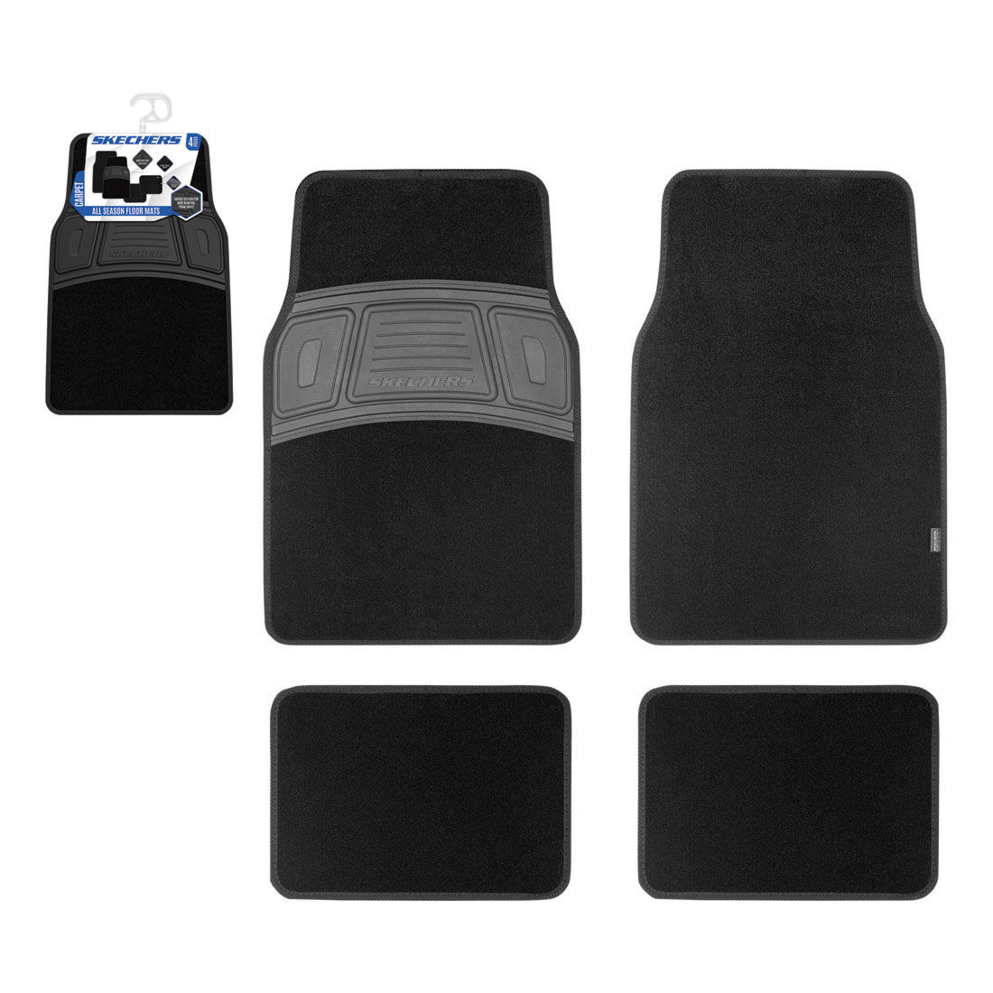 Skechers Carpet Floor Mats Black Front & Rear Set, , scaau_hi-res