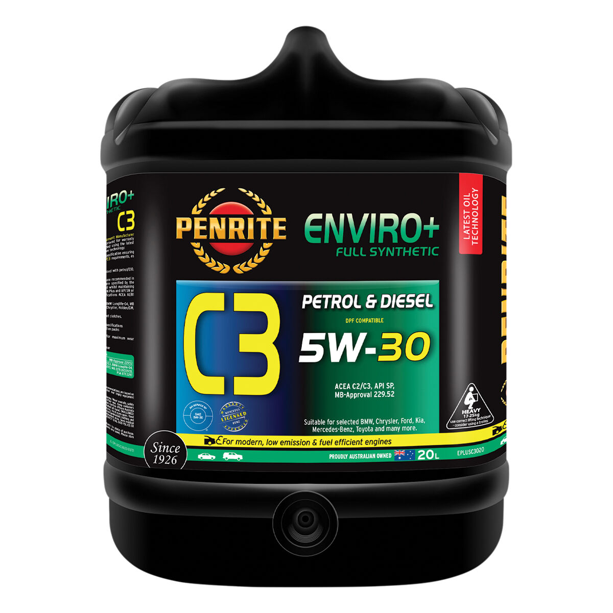 Penrite Enviro+ C3 Engine Oil 5W-30 20 Litre, , scaau_hi-res