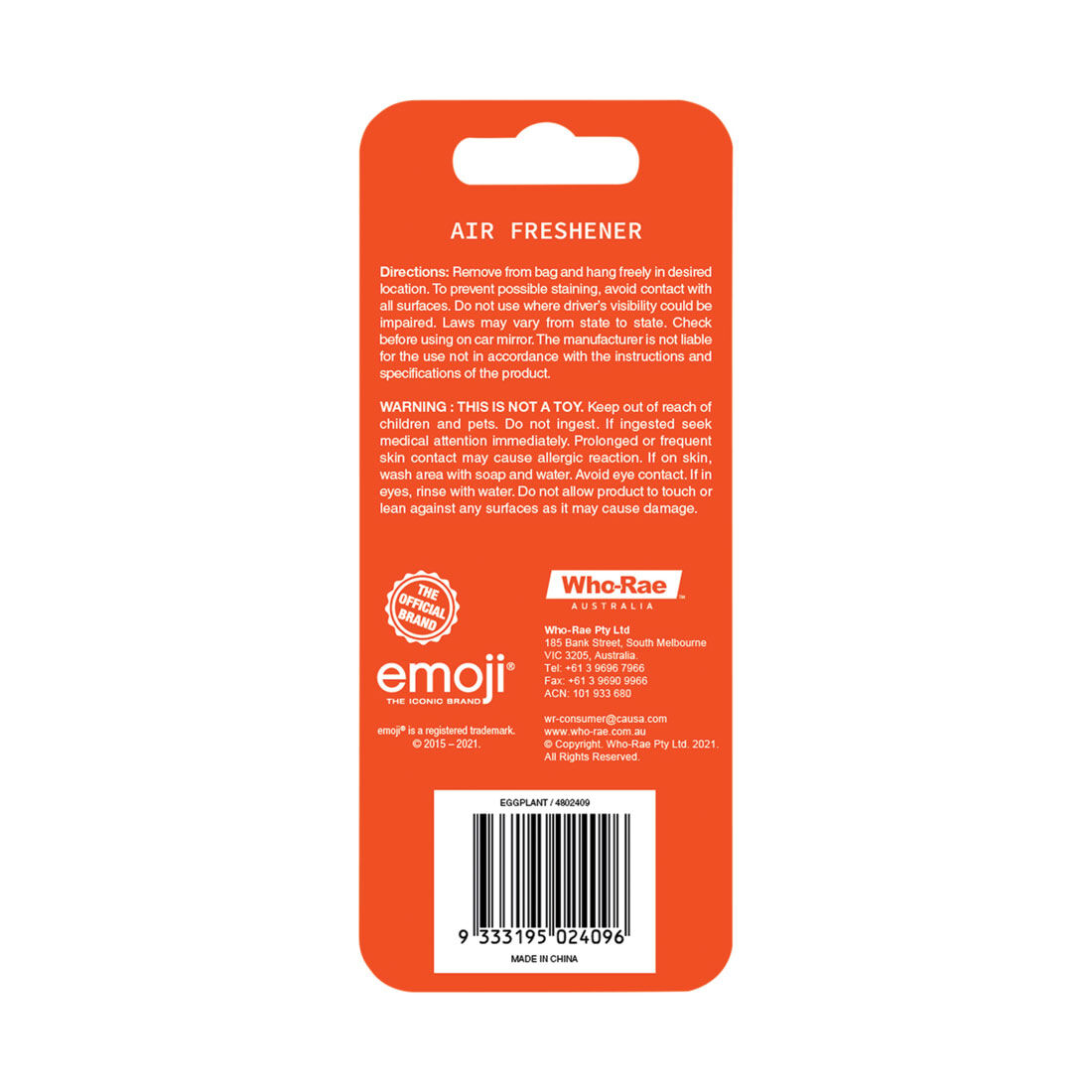 Emoji Eggplant Air Freshener Grape, , scaau_hi-res