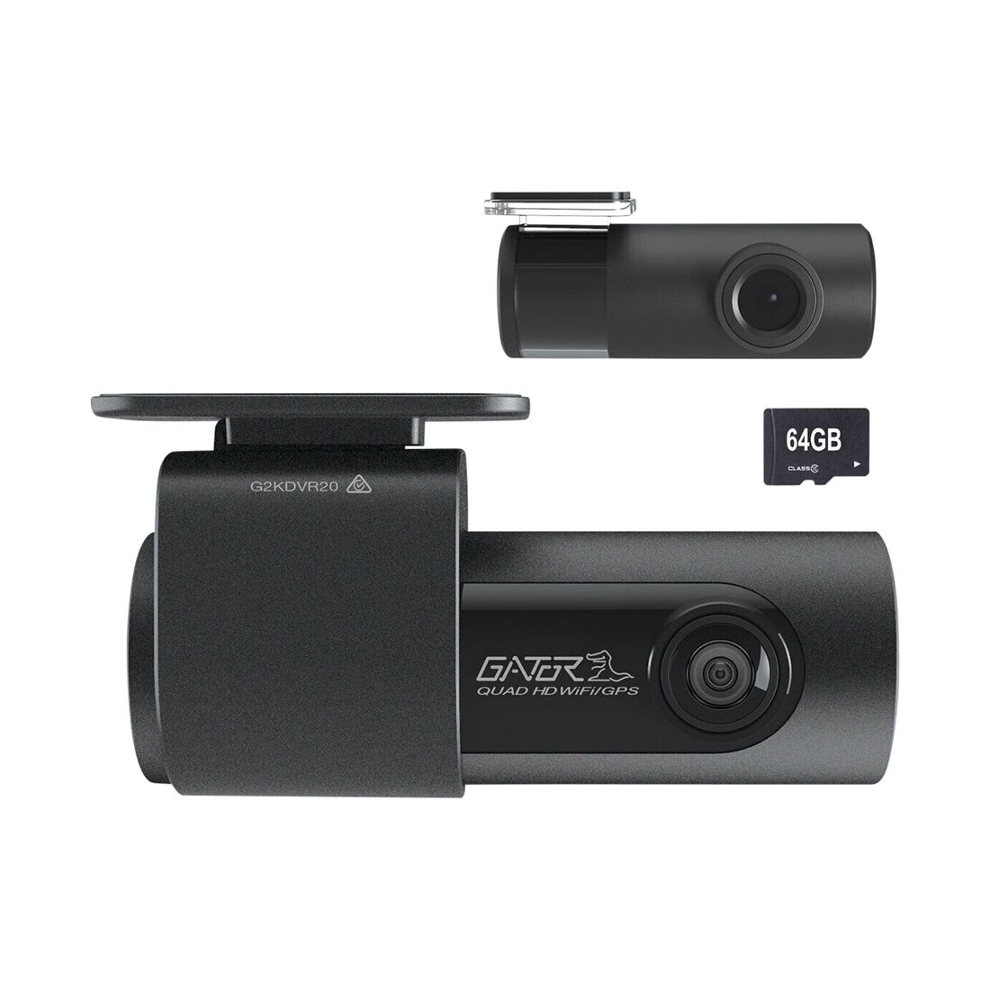 Gator Dash Camera 2K Dual Barrel WiFi GPS 64GB G2KDVR20, , scaau_hi-res