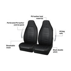 SCA Racing Leather Look & Mesh Seat Covers Black Airbag Compatible, , scaau_hi-res