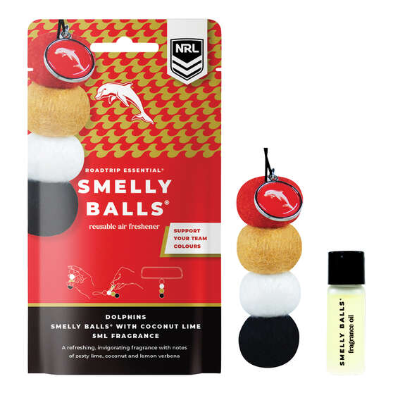 Smelly Balls Air Freshener Set Redcliffe Dolphins Coconut Lime 5ml, , scaau_hi-res
