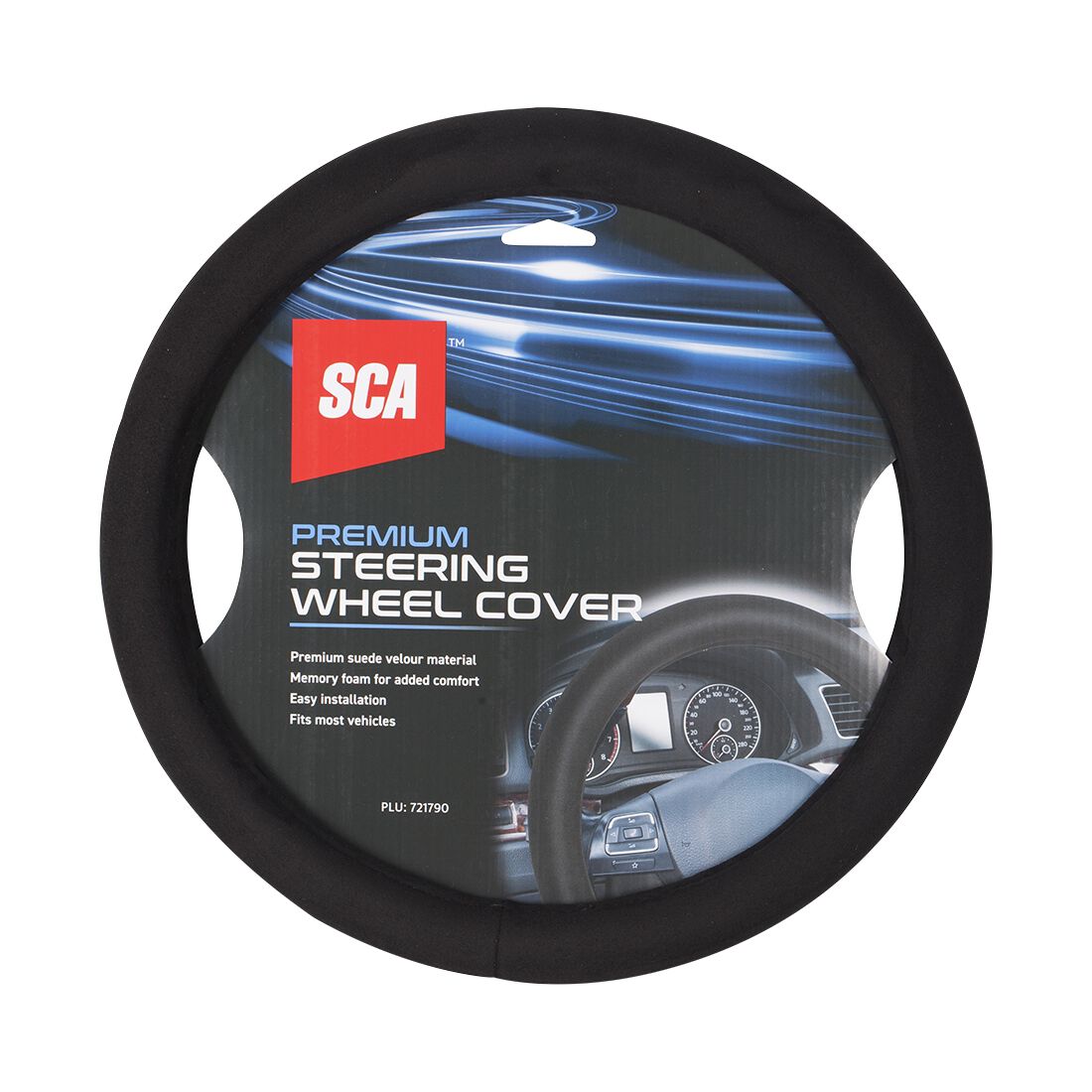 SCA Steering Wheel Cover Suede & Velour Black, , scaau_hi-res