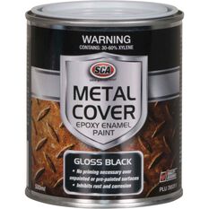 SCA Metal Cover Enamel Rust Paint Gloss Black 500mL, , scaau_hi-res