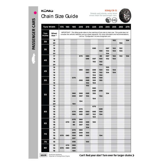 Konig Snow Chains CB12 - 095, , scaau_hi-res