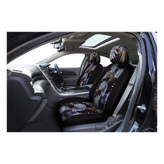 SCA Leaf Print Seat Covers Blue/Gold Adjustable Headrests, , scaau_hi-res