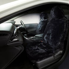 Gold CLOUDLUX Sheepskin Seat Covers - Black Adjustable Headrests Size 30 Front Pair Airbag Compatible, , scaau_hi-res