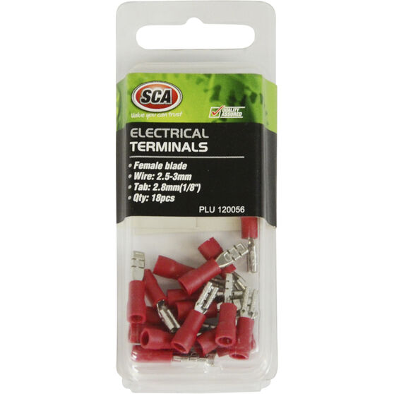 SCA Electrical Terminals - Female Blade, Red, 2.8mm, 18 Pack, , scaau_hi-res
