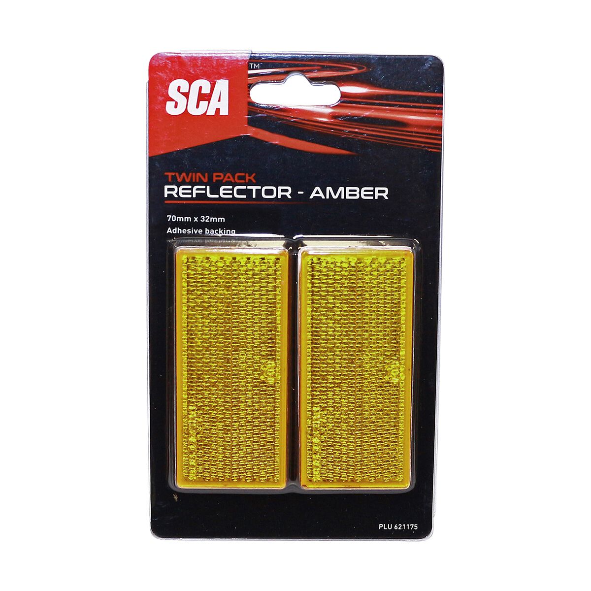 SCA Reflector Twin Pack Rectangular Amber 70 x 32mm, , scaau_hi-res