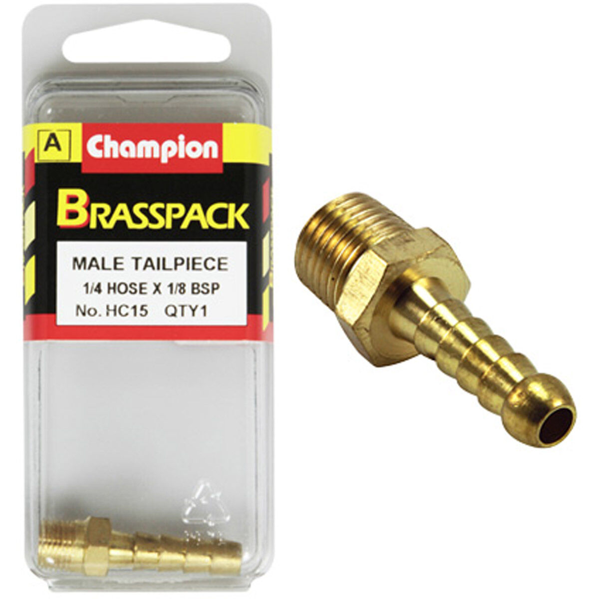 Champion Brass Pack Male Hose Barb HC15, 1/4" X 1/8", , scaau_hi-res