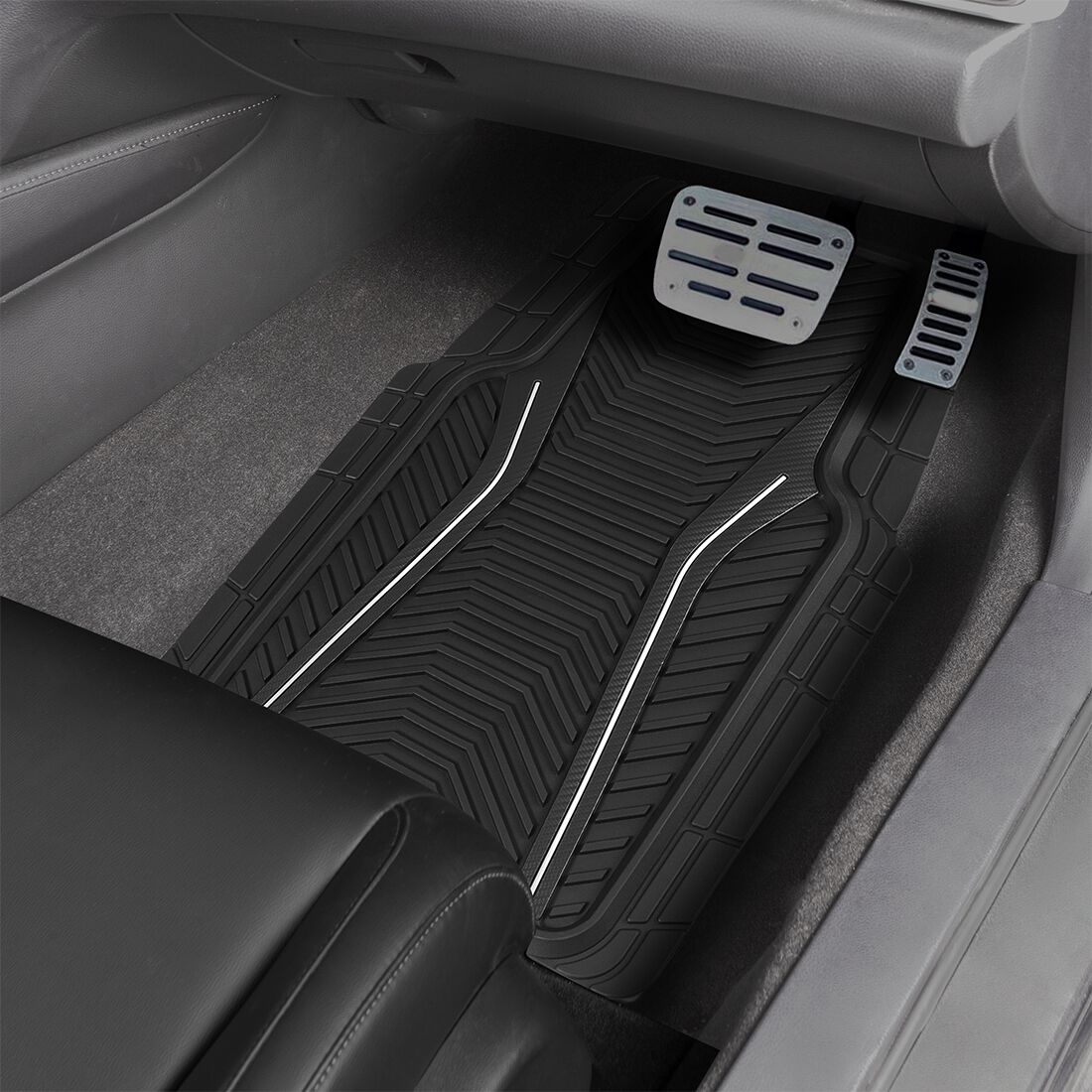 SCA Floor Mats PVC Rubber Sports Black Set of 4, , scaau_hi-res