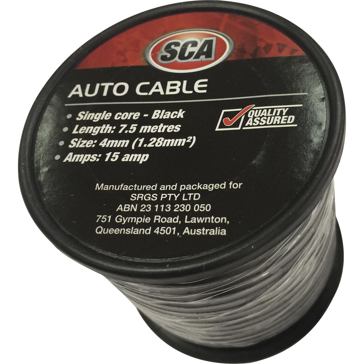 SCA Automotive Cable - Single Core, 15A 4mm x 7.5m, Black, , scaau_hi-res