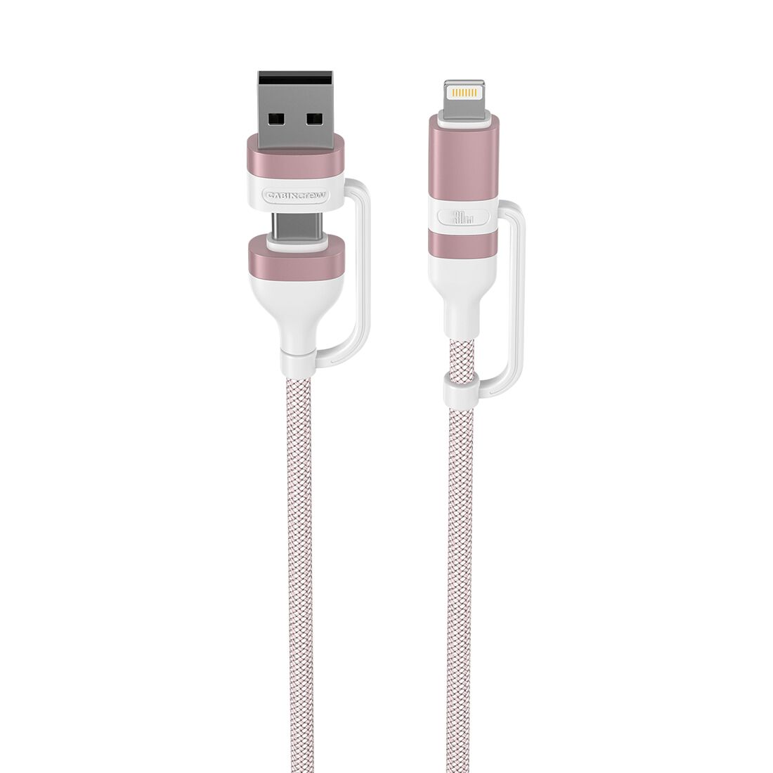 Cabin Crew USB-C/USB-A to USB-C/Lightning Magnetic Cable Pink, , scaau_hi-res