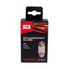 SCA Incandescent Globe - 10X31MM 12V 10W - 2 Pack, , scaau_hi-res