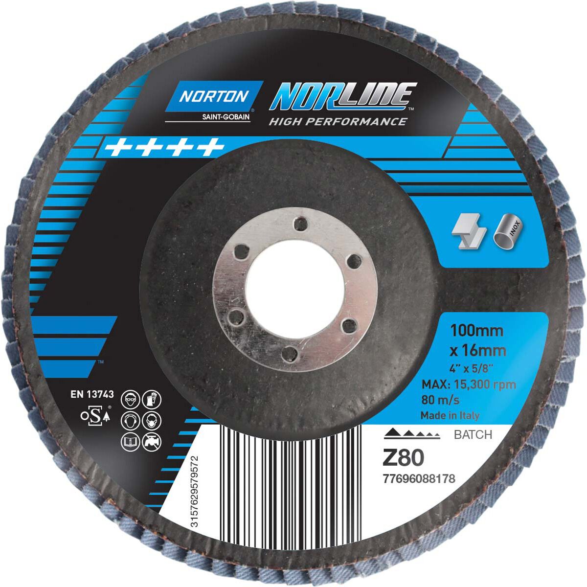 Norton Flap Disc 100mm, 80 Grit, , scaau_hi-res