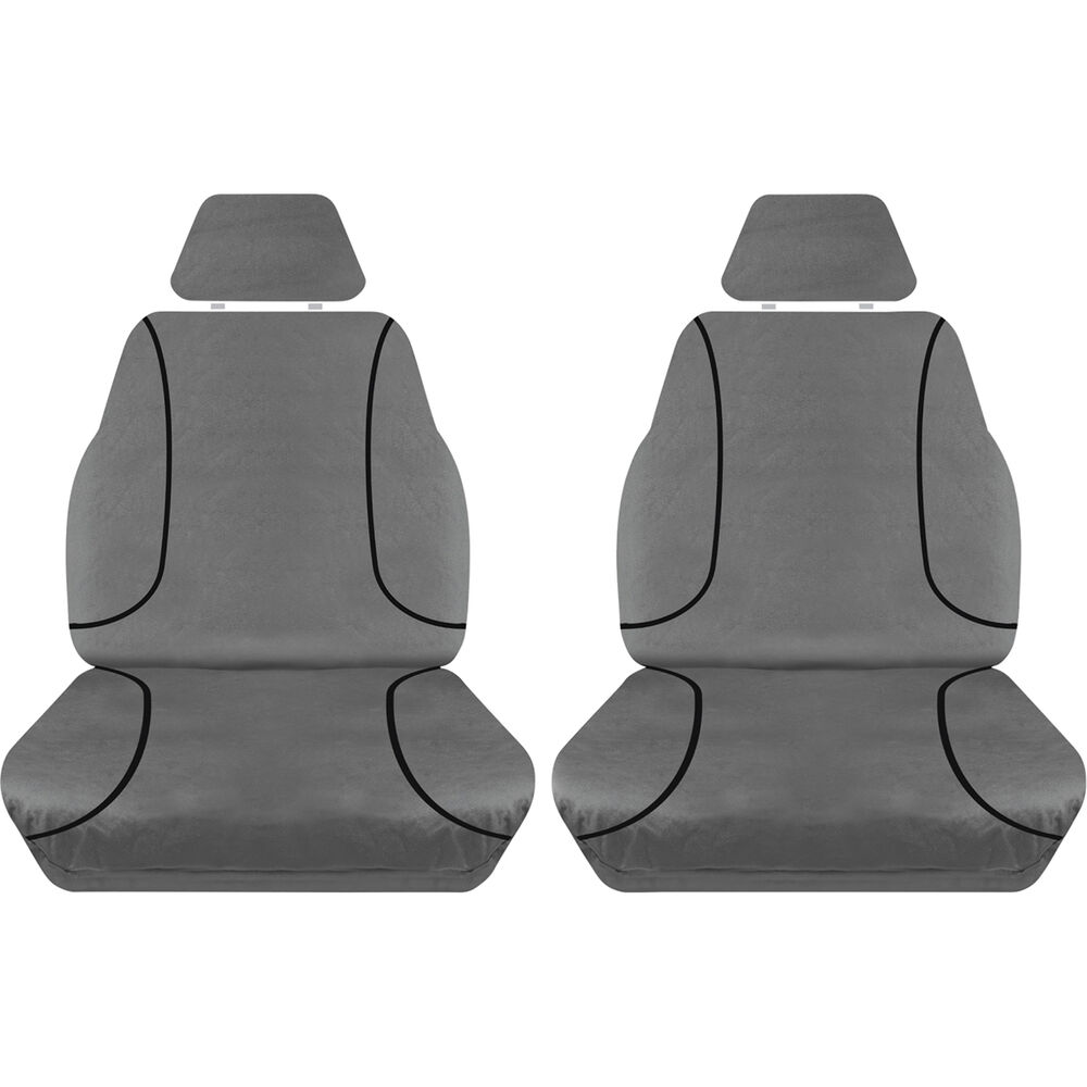 Tradies Canvas Ready Made Seat Covers Front Pair Grey suits Ranger Supercheap Auto