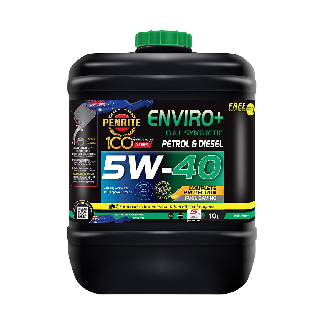 Penrite Enviro+ Engine Oil - 5W-40 10 Litre, , scaau_hi-res